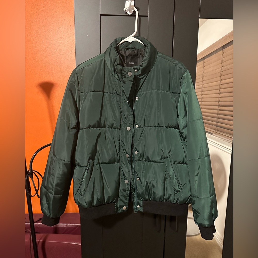 FOREVER 21 lightweight puffer - emerald green